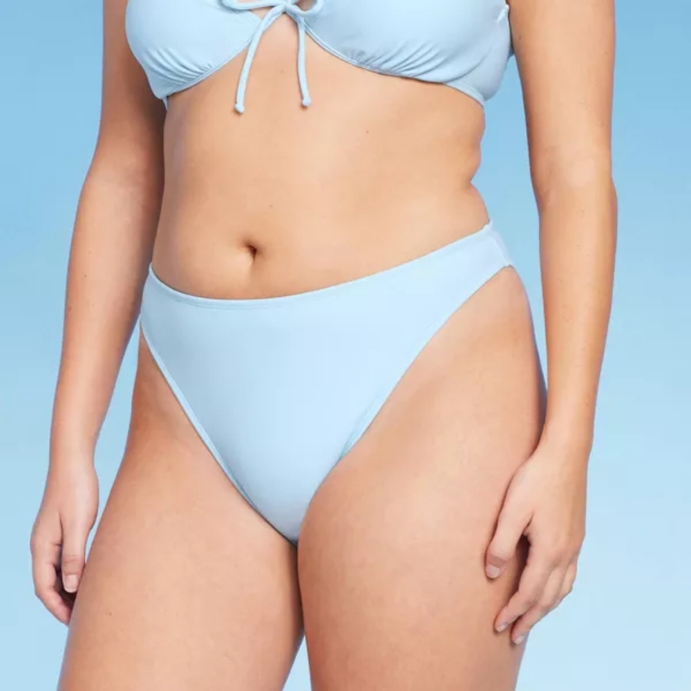 Women's Mid-Waist Extra High Leg Cheeky Bikini Bottom - Wild Fable